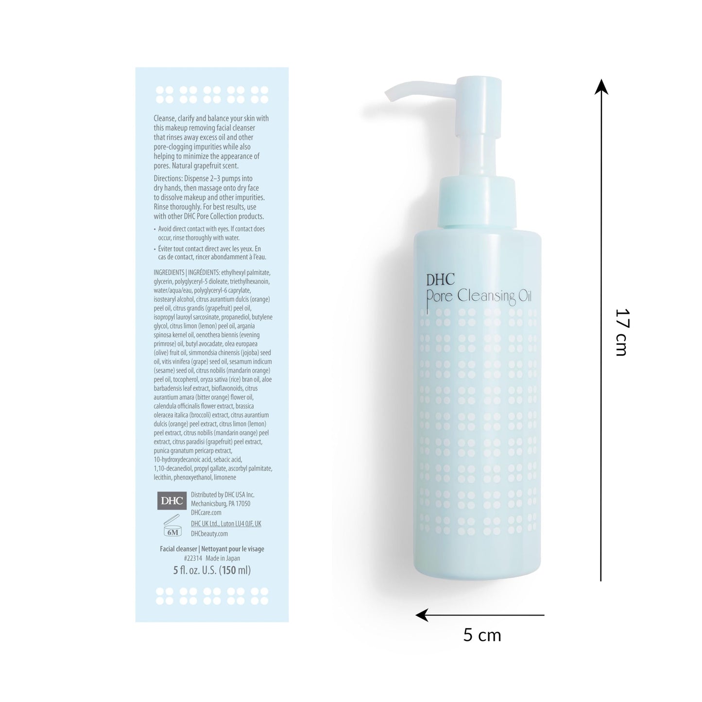 DHC Pore Cleansing Oil, Facial Cleansing Oil, Makeup Remover, Unclog Pores, Residue-Free, Fragrance and Colorant Free, 5 fl. oz.