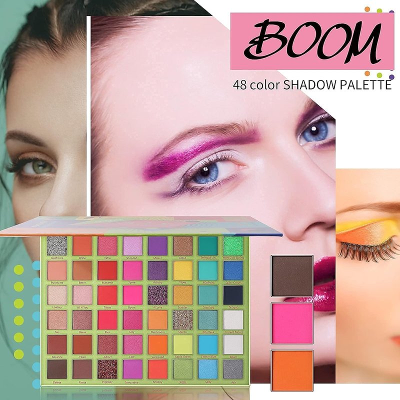 Docolor 15-Piece Colorful Makeup Brush Set & 48-Color Ultra Pigmented Eye Shadow Palette - Soft, Blendable Matte & Shimmer Finishes