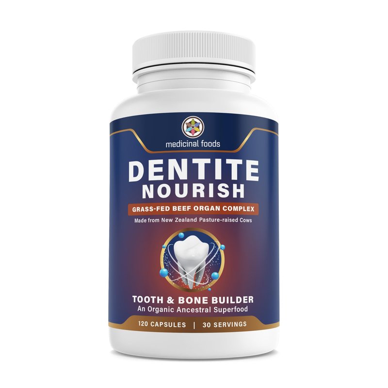 Medicinal Foods Dentite Nourish Tooth & Bone Builder | Ancestral Superfood for Enamel Repair & Bone Strength | Grass-Fed Beef Organ Complex | Build Healthy Teeth & Gums | 120 Capsules