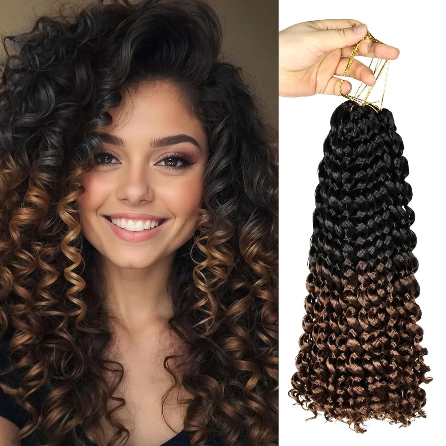 6 Packs Gogo Curl Crochet Braids - Jamaican Bounce Synthetic Hair Extensions | 18" #1B/30 for Black Women