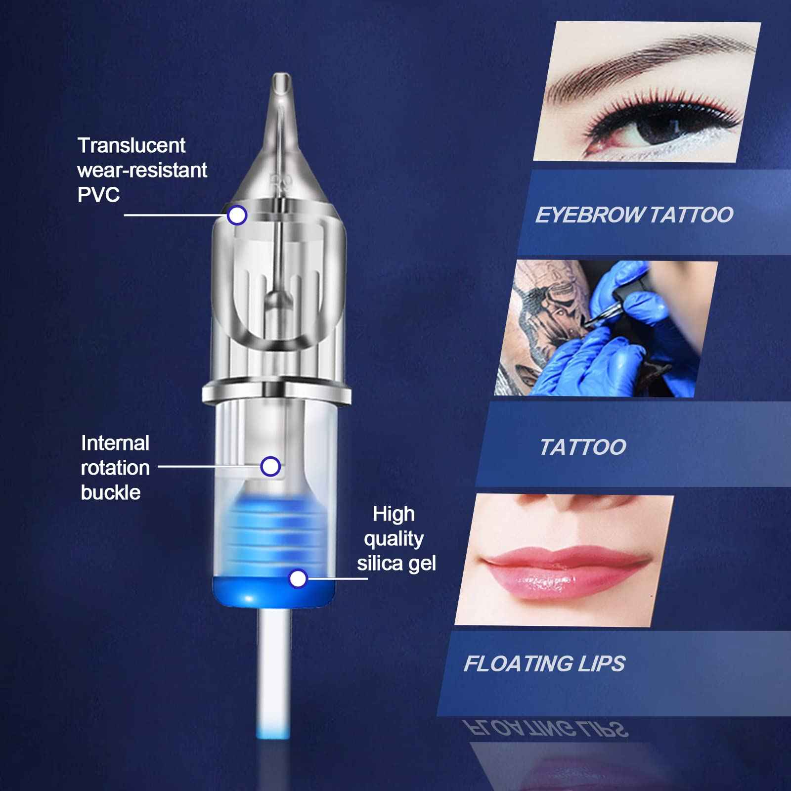 Gakonp Tattoo Cartridge Needles 60Pcs Mixed Tattoo Needles#12 Size 5RL 7RL 9RL 7RS 7M1 9M1 for Beginners or Artists