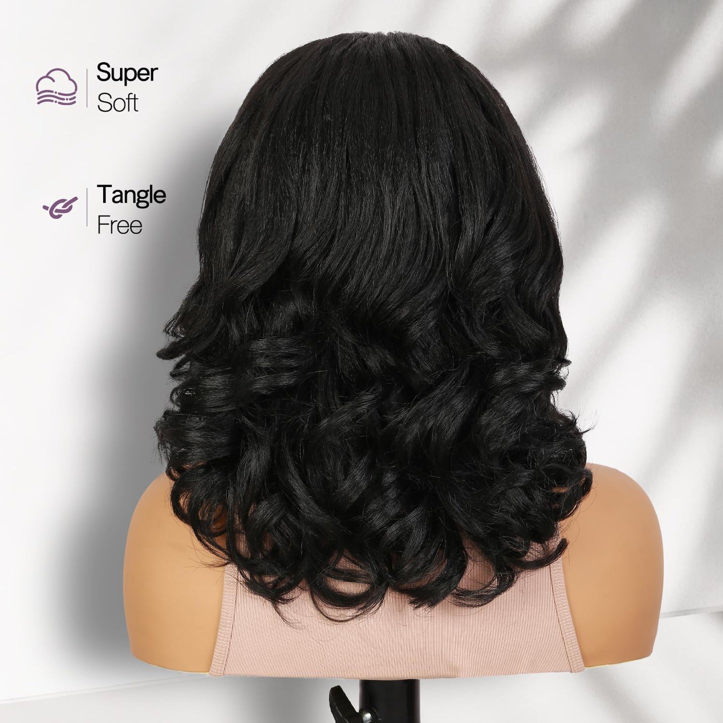 FANCEE Yaki Curly Half Wig Loose Curly Synthetic Kinky Straight Wig With Curly End for Black Women DIY Hair Style