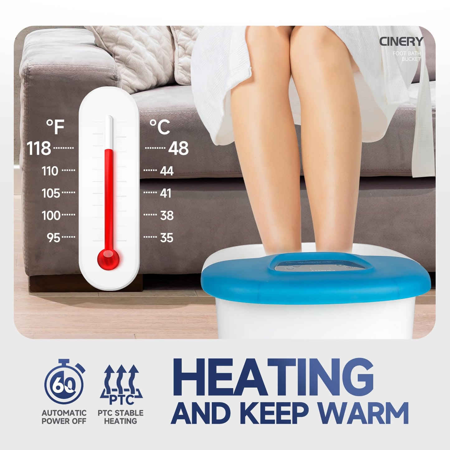 Cinery Foot Spa Bath Massager with Heat, Bubbles, Vibration and Pedicure Foot Spa with 16 Rollers for Feet Stress Relief, Foot Soaker with Mini Acupressure Massage Points & Temperature Control