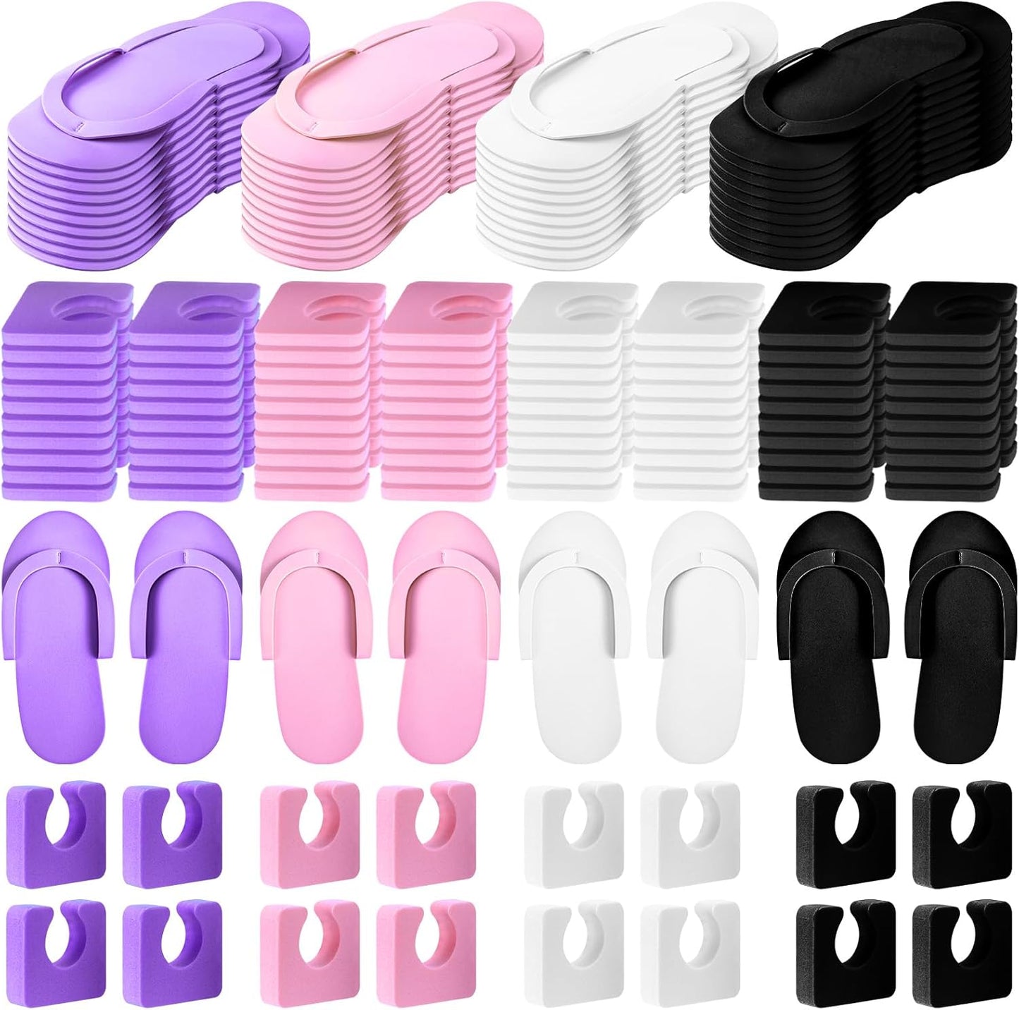 Disposable Pedicure Slippers & Toe Separators Kit - 120 Pairs Foam Flip Flops for Nail Salon, Spa & Parties
