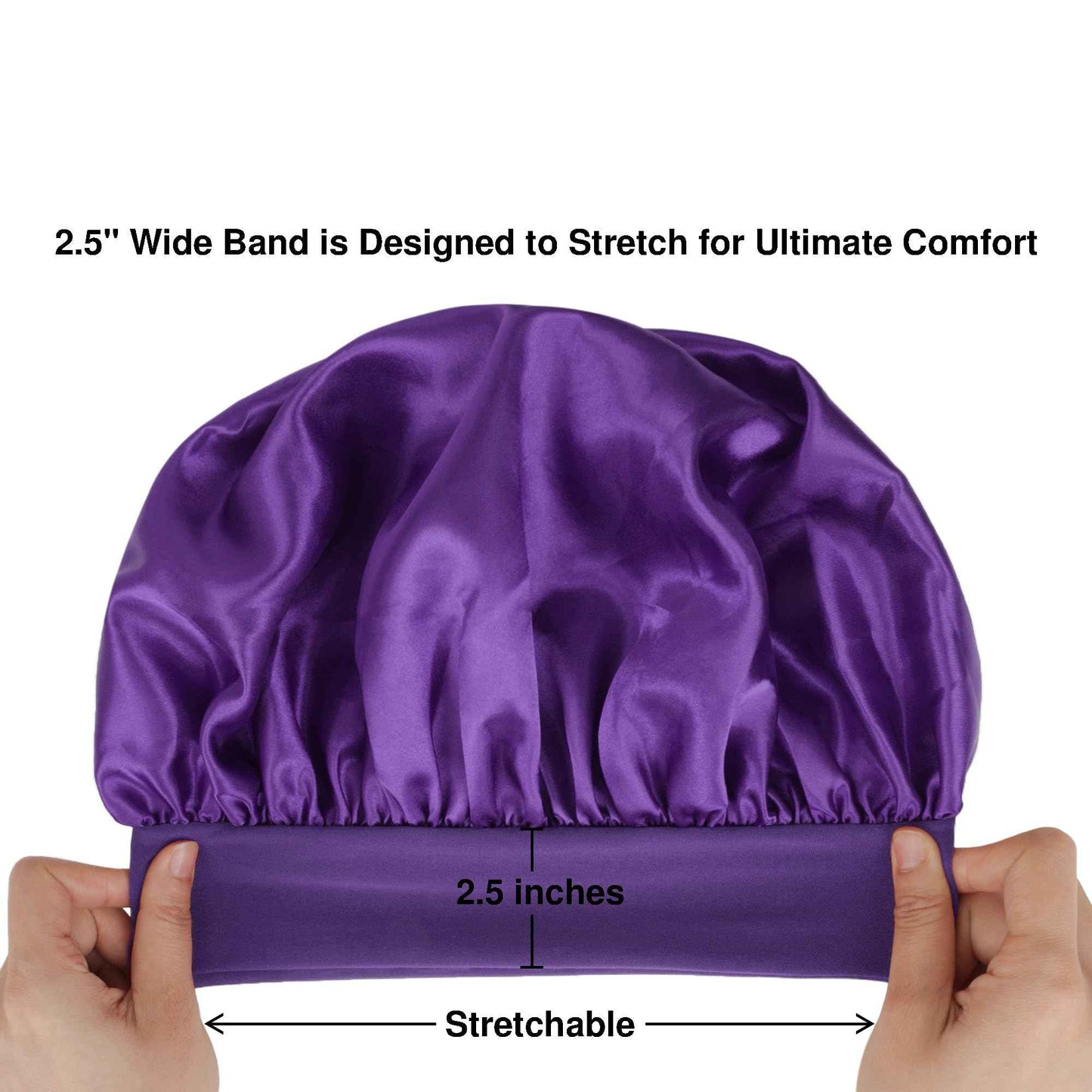 Satin Bonnet Silk Hair Bonnet for Sleeping Women Men Night Cap Sleep Bonnet Hat Hair Cap 9 Pack with Wide Band, Purple