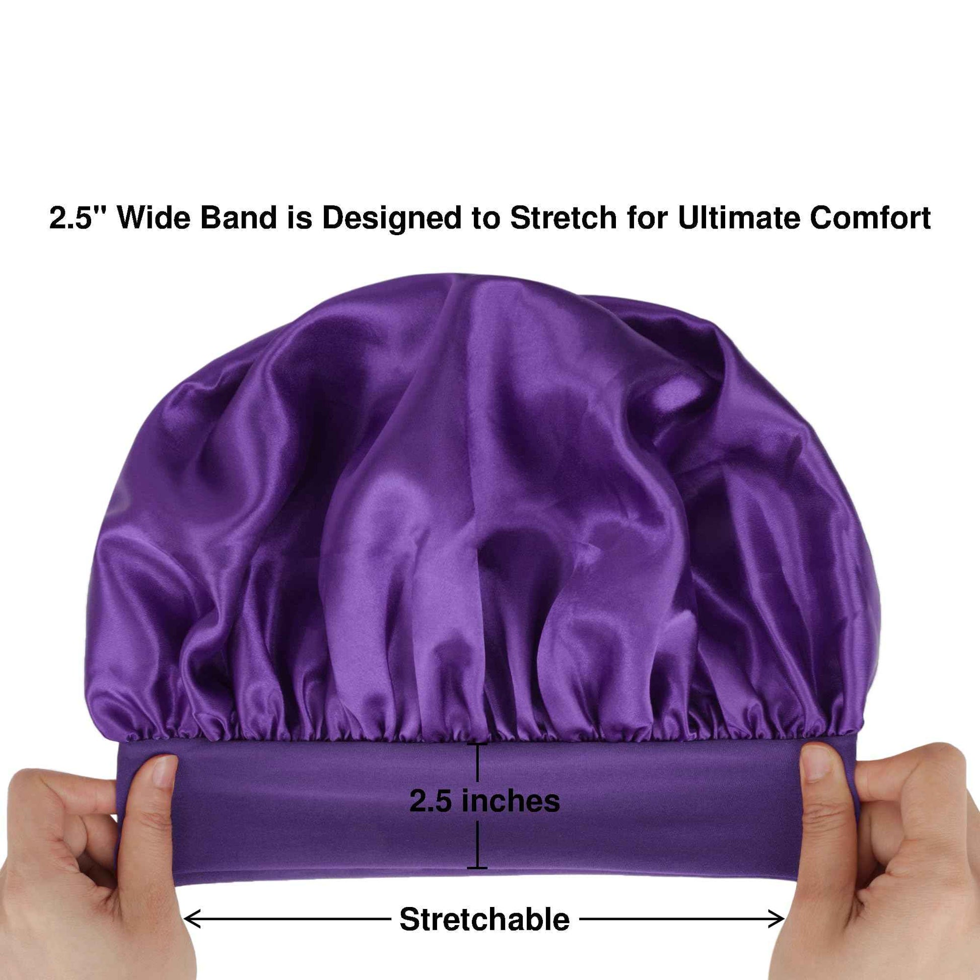 Satin Bonnet Silk Hair Bonnet for Sleeping Women Men Night Cap Sleep Bonnet Hat Hair Cap 9 Pack with Wide Band, Purple