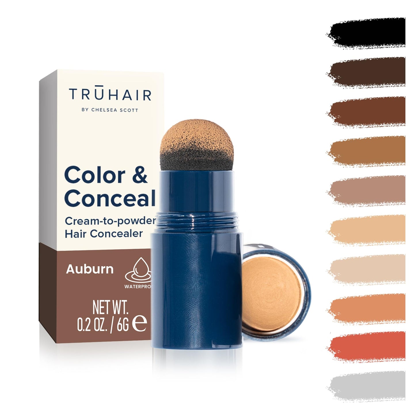 TRUHAIR Color & Conceal Waterproof Root Touch Up Hair Color for Gray Hair Coverage - Instant Root Cover Up Hair Powder for Women & Men - Bald Spot Concealing, Hairline Filling