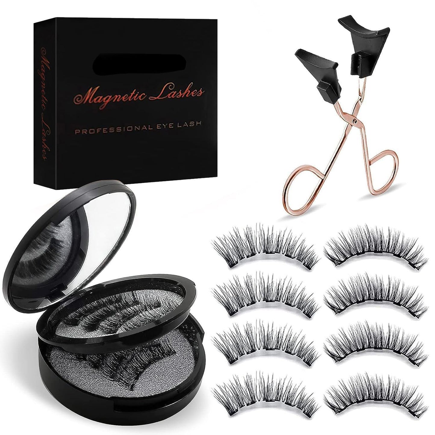 Magnetic Eyelashes - Reusable 3D Natural Look | No Glue, Waterproof, Lightweight - 4 Count Set