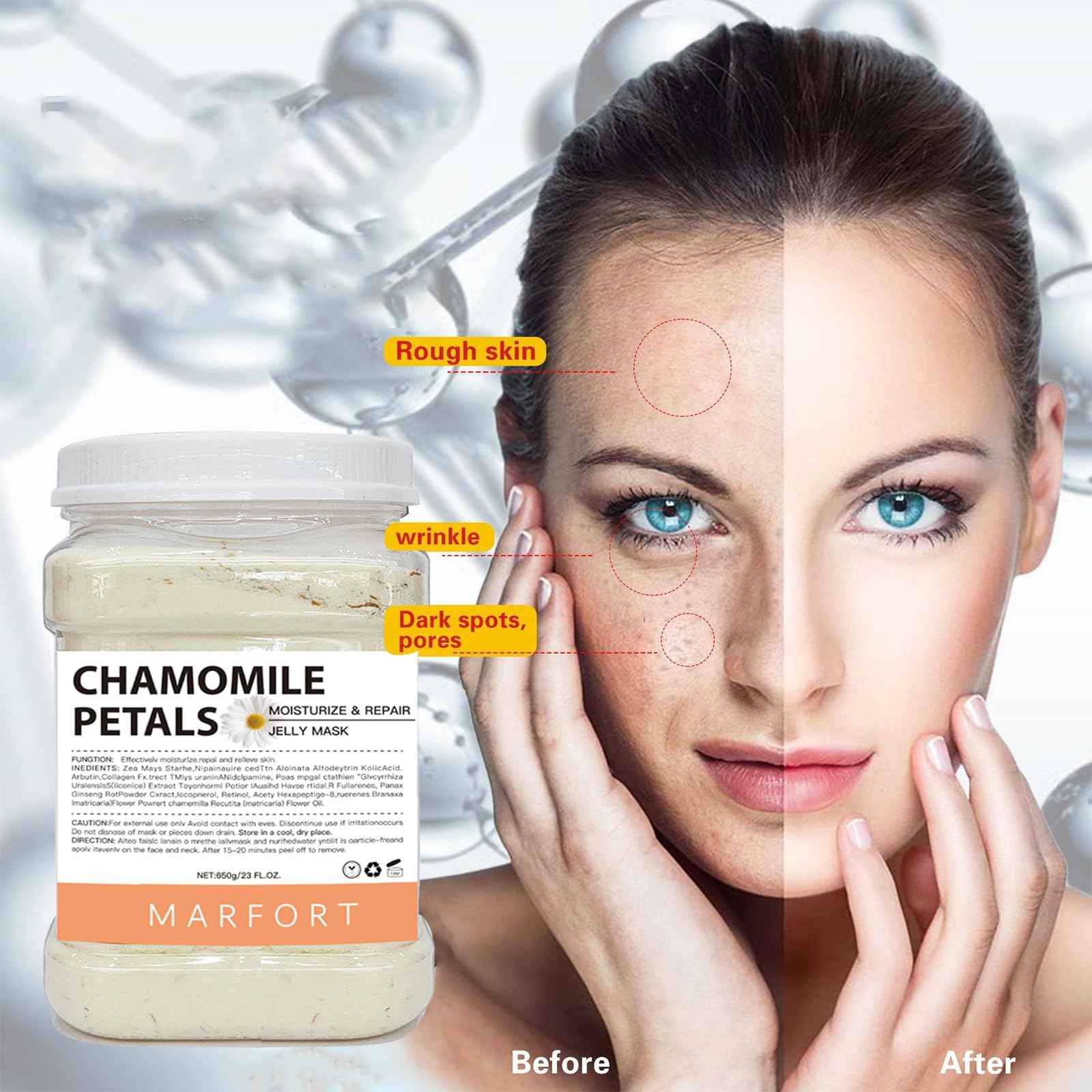 Marfort Jelly Mask for Facials Peel-Off Powder Hydrojelly Mask Peel Off Face Masks SkinCare Combination with Professional Skincare Spa Moisturizing & Hydrating 23 Fl Oz (Chamomile Petals)
