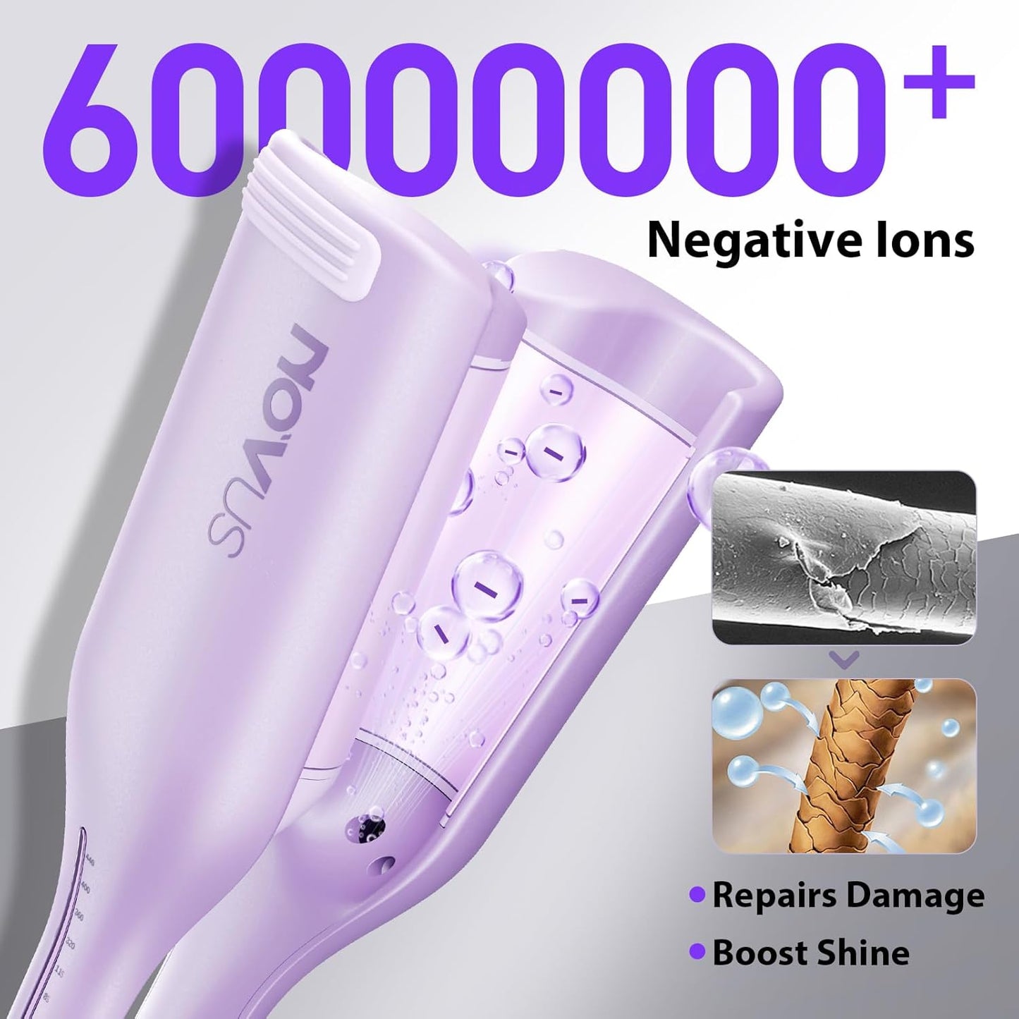 Waver Hair Tool | NOVUSPRO Ionic Hair Crimper & Wave Curling Iron for All Hair Types - Adjustable Temps & Anti-Scald (1.4")