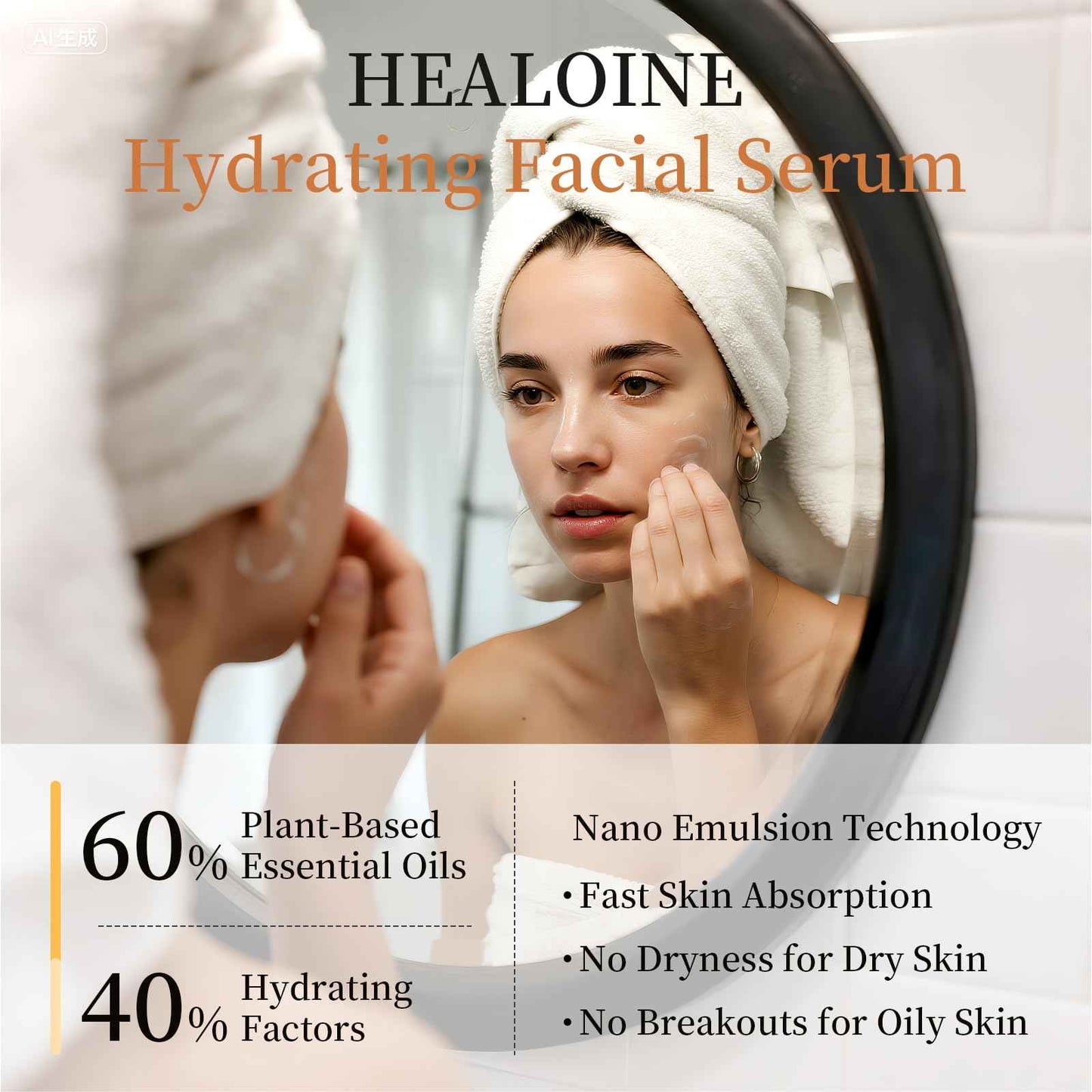 Healoine Double Peptides Serum for Face Niacinamide Hyaluronic Acid Power Repairing Essence Hydrating Serum for Face Filtrate for Dull Skin & Fine Lines, Korean Skin Care