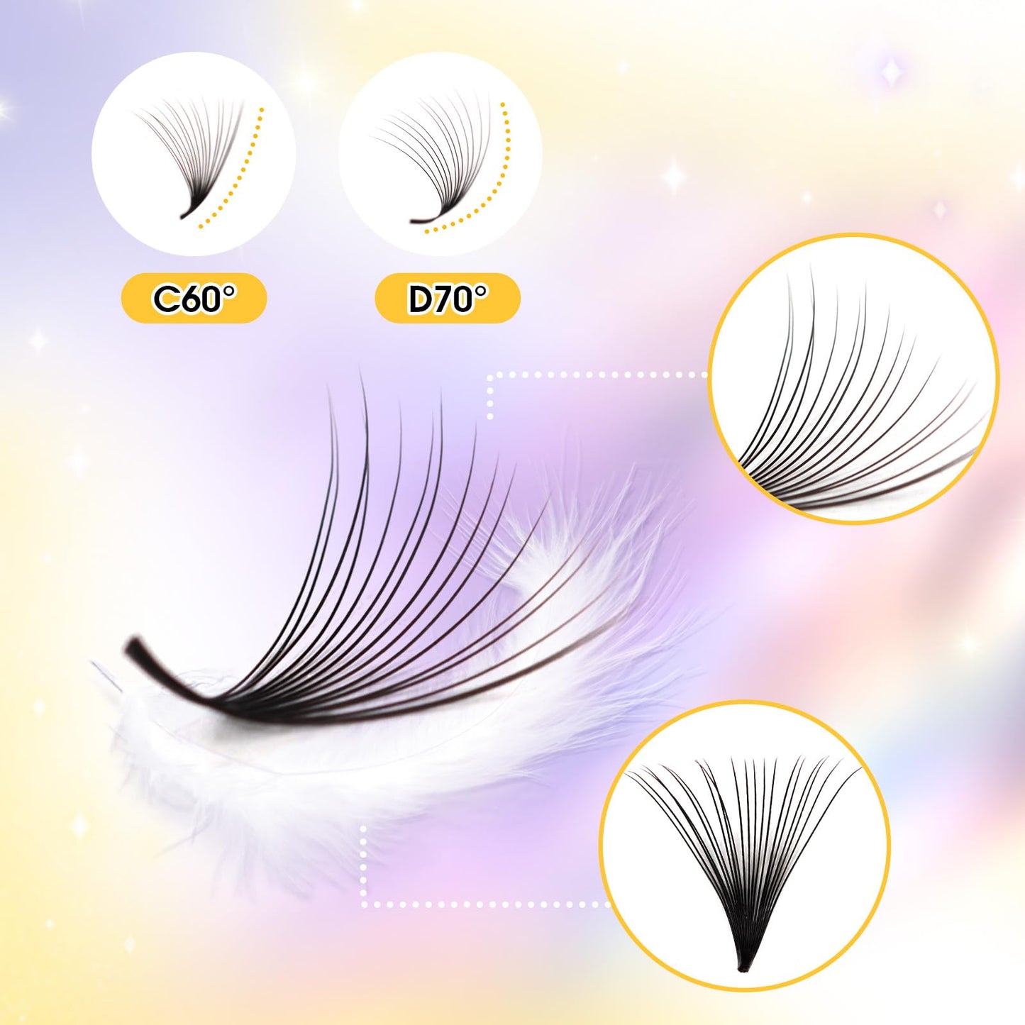 800 Premade Fans Eyelash Extensions 14D 8-15mm Mixed Length Premade Lash Fans C Curl Middle Stem Premade Fans Handmade Volume Premade Lash Extensions Fans Box