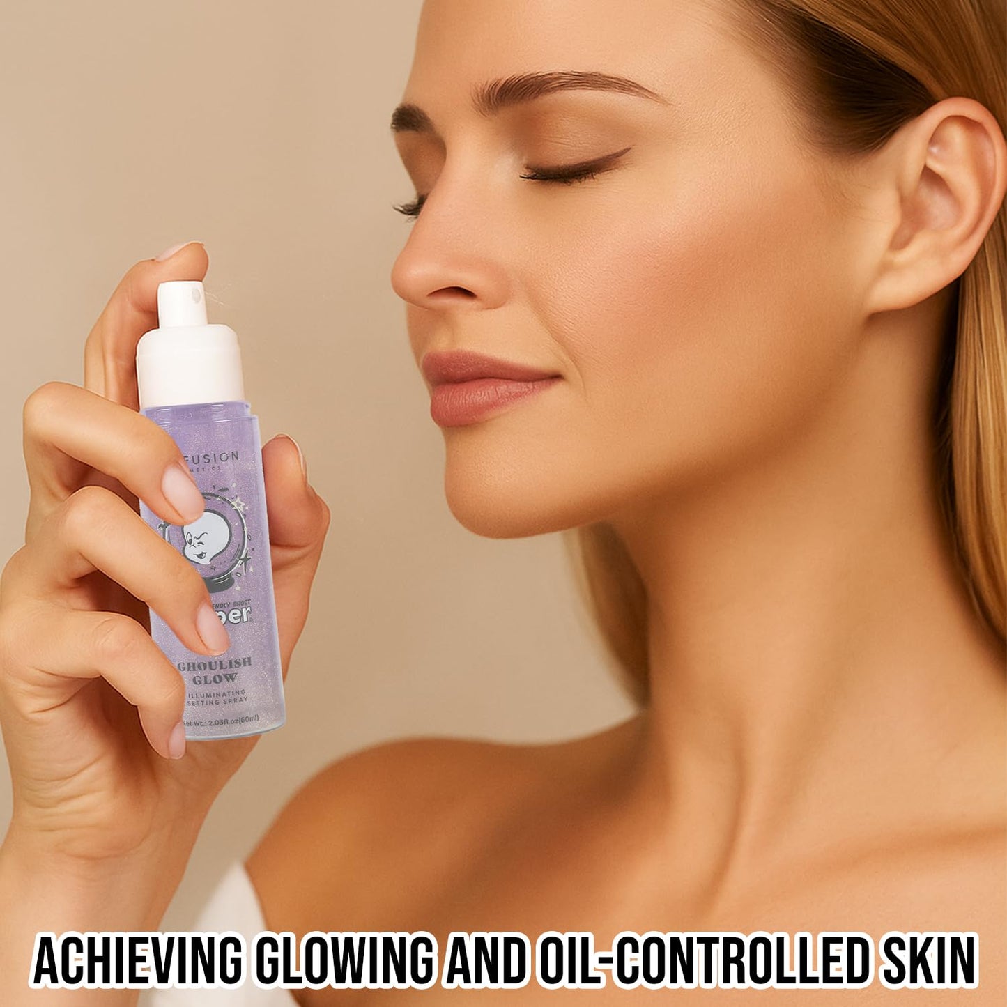 Profusion Cosmetics Ghoulish Glow Illuminating Face Primer Moisturizing and Refreshing Long Lasting Makeup Setting Spray, Natural Look With Advanced Glowing Skin