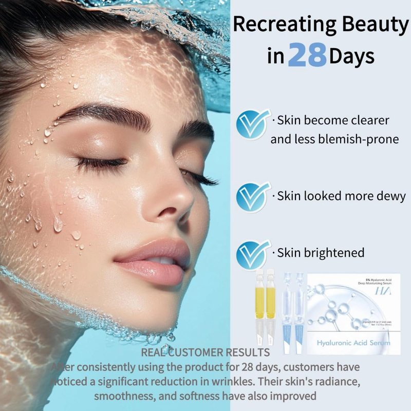 Hydrating and Skin Repair, Ultra Hydrating Serum 5% 4D Hyaluronic Acid 30pcs+Emergency Repair Firming Oil-Suspension Serum by KOEC