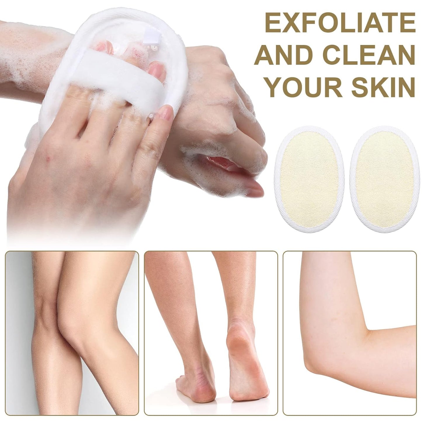 Exfoliating Loofah Pad - 50 Natural Luffa Scrubber Sponges for Men & Women | Bath & Shower Essential