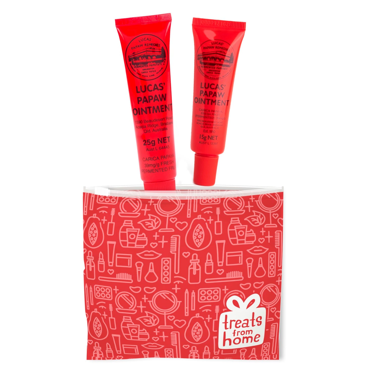 Treats from Home, Lip Ointment, Cream,Ointment for Lips & Dry Skin - Unique All Skin Types, All Gender- Any Season Gift Pack with 15g & 25g tubes of Pawpaw Balm