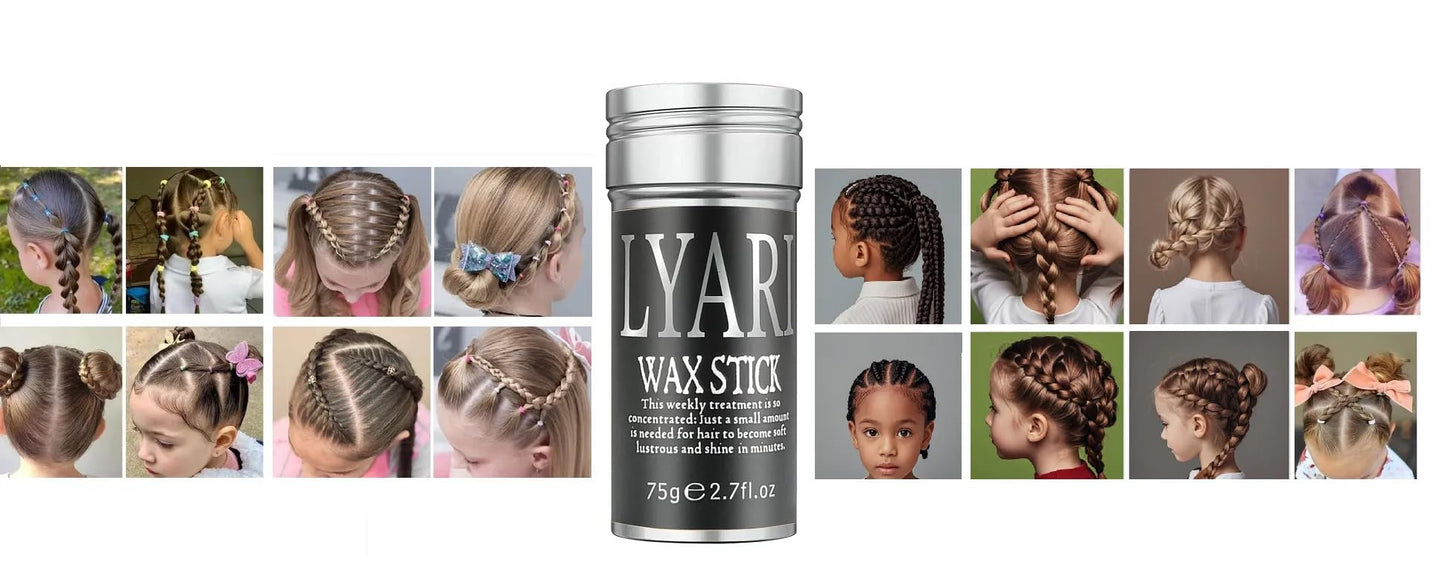 LYARI Hair Wax Stick, Hair-Styling Waxes, Nourishing Accessories - Slick Stick for Both Women & Kids, Gel Tamer for Flyaways, Bun Maker & Styling Cream, 2.7 Fl Oz