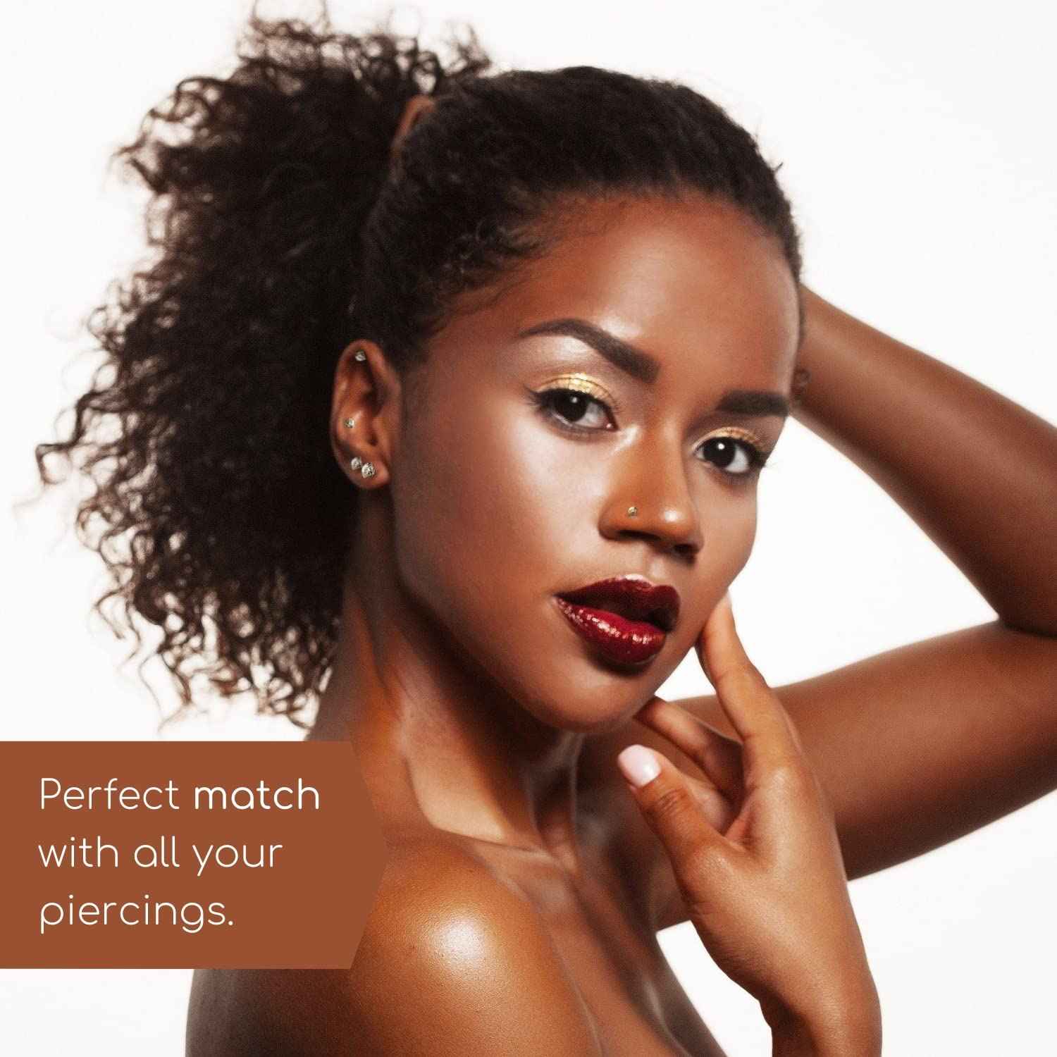 BodyJ4You 4PC Labret Tragus Cartilage 16G Studs - Piercing Aftercare Saline Cleanser