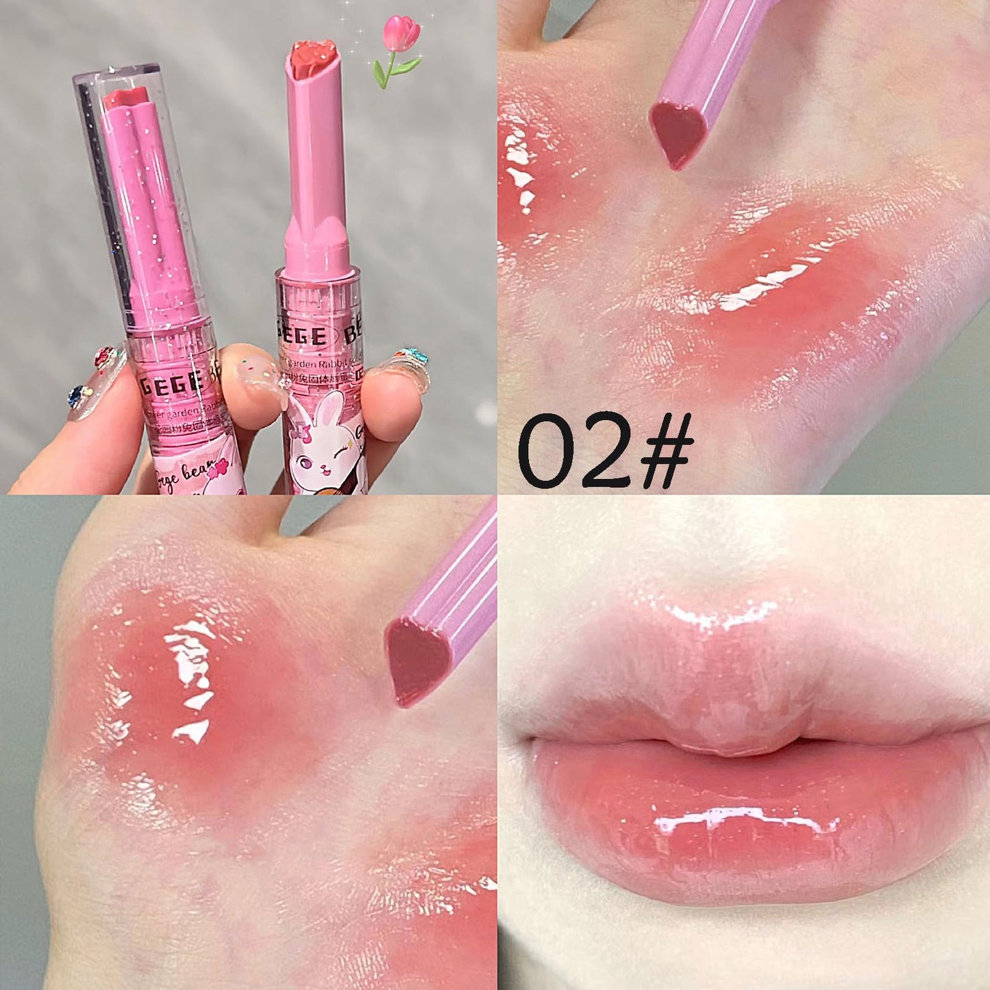 LuckNest 3 Colors Jelly Lipstick Gift Set, Tinted Heart Shape Lip Stain Lip Gloss, Mirror Hydrating Jelly Love Lipstick, Moisturizing Tinted Lip Balm, Vivid Color Glossy Lip Makeup for Girls (A)