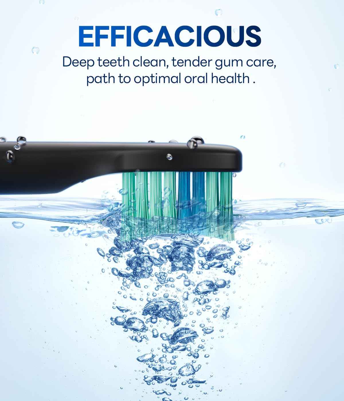 Bymore Electric Toothbrush for Adults,Travel Sonic Toothbrush with 8 Replacement Heads, Ultra Clean Rechargeable Toothbrush Portable One Charge for 330days 5 Modes 2mins Timer-Black