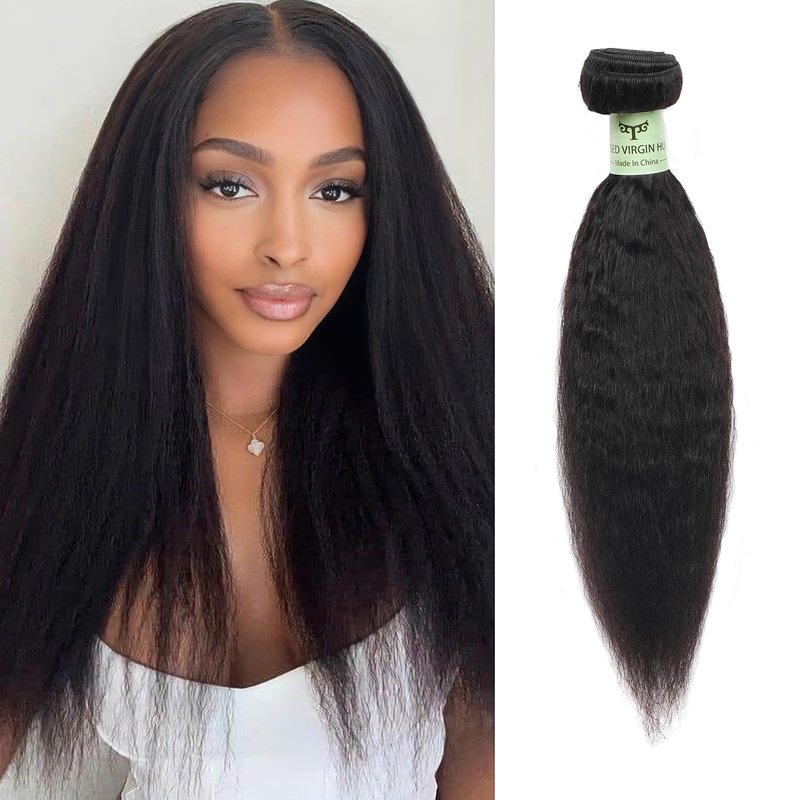 12 inch Kinky Straight Bundles Human Hair 100% Yaki Straight Hair Weave Unprocessed Brazilian Remy Hair Kinky Straight Human Hair For Black Women