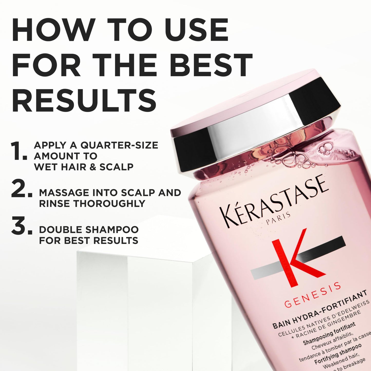 Kerastase Genesis Hydra-Fortifiant Shampoo For Weak or Damaged Hair - Anti-Breakage & Strengthening, Hydrates Hair, Silicone-Free, 16.9 Fl Oz