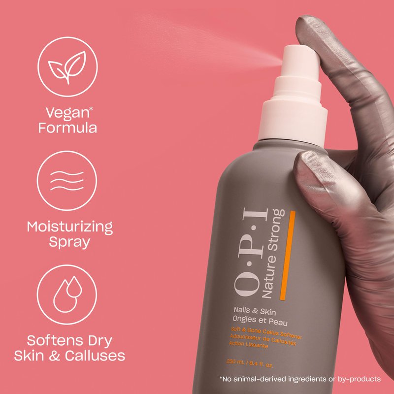 OPI Nature Strong Nails & Skin - Soft & Gone Callus Softener Spray | Soften & Moisturize Dry Skin | Supports Skins’ Natural Moisture Balance | 8.4 Fl Oz | 250 mL