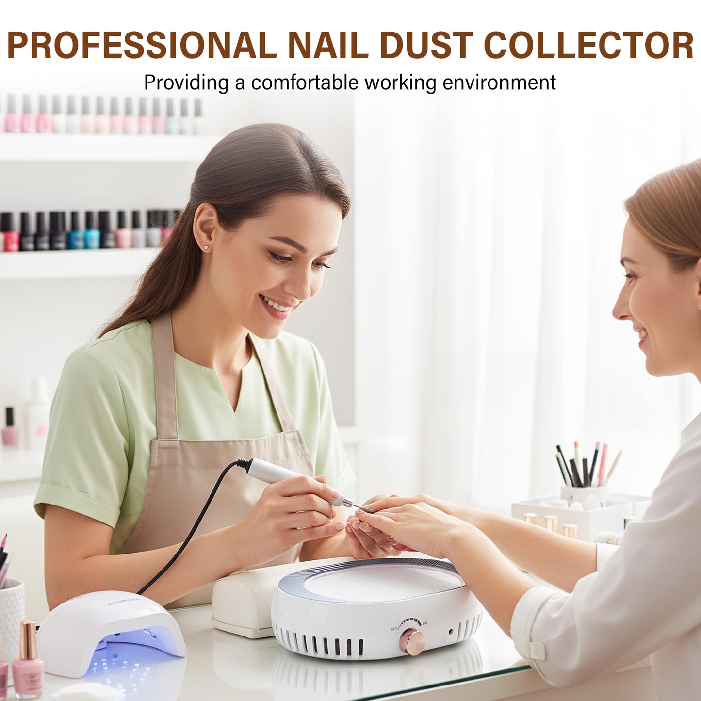 UKRANSA Nail Dust Collector – Professional Strong Suction Nail Vacuum Cleaner with Adjustable Speed, Quiet Operation, Washable Filter for Salon & Home Use