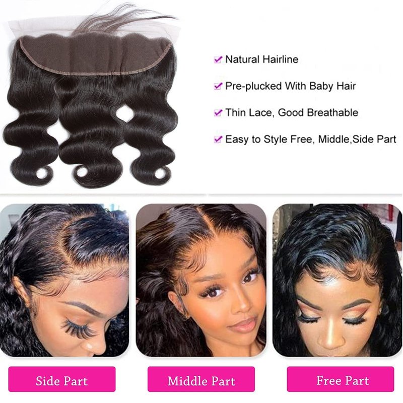 Body Wave Frontal 13x4 HD Lace Wig - 100% Remy Human Hair with Bangs, Natural Color | 12 Inch, 150% Density
