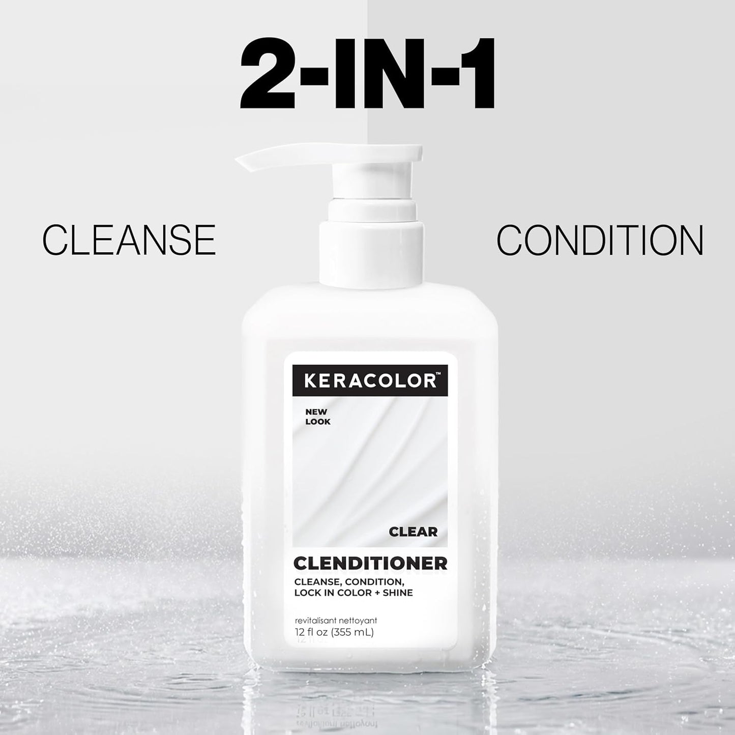 Keracolor Clenditioner Cleansing Conditioner - Color Protecting Keratin-Infused Hair Cleanser | Clear, 2 Sizes Available