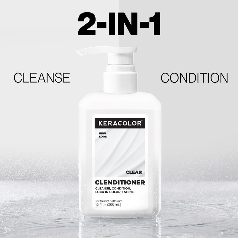KERACOLOR Clenditioner Cleansing Conditioner Color Safe Prevents Fade - Replaces Your Shampoo, Keratin Infused, 33.8 Fl Oz