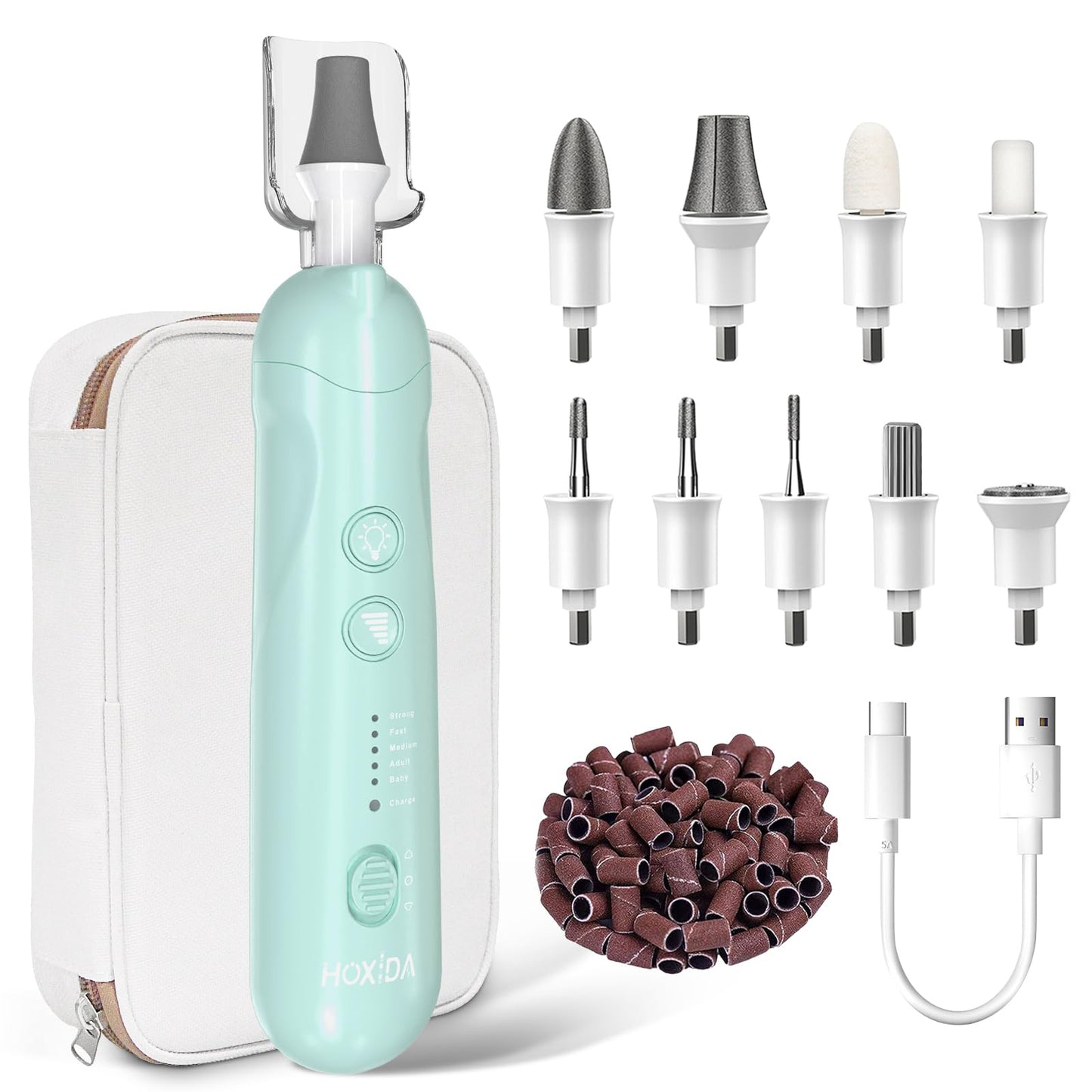 Manicure Pedicure Kit for Women, Professional Nail Grinder for Senior Thick Toenail, Cordless Electric Nail File, 5 Speeds Pedicure Tools for feet Callus Remover, Nail Drill for Women Hand Feet Care