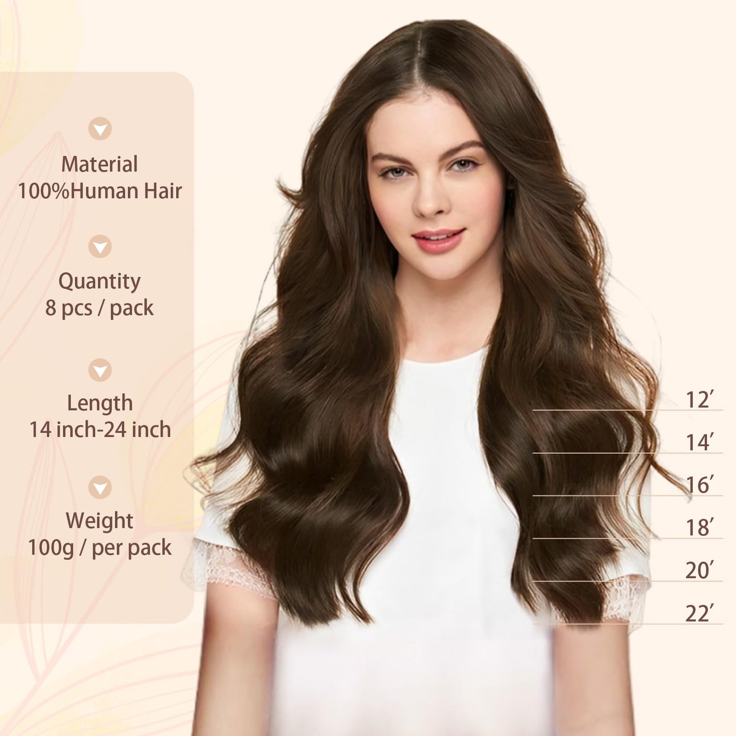 Sassina Clip in Remy Hair Extensions Real Human Hair 14 Inch Straight Clip in Human Hair Extensions Medium Brown Double Weft Clip ins Extensions 8 Pcs 90 Grams #4