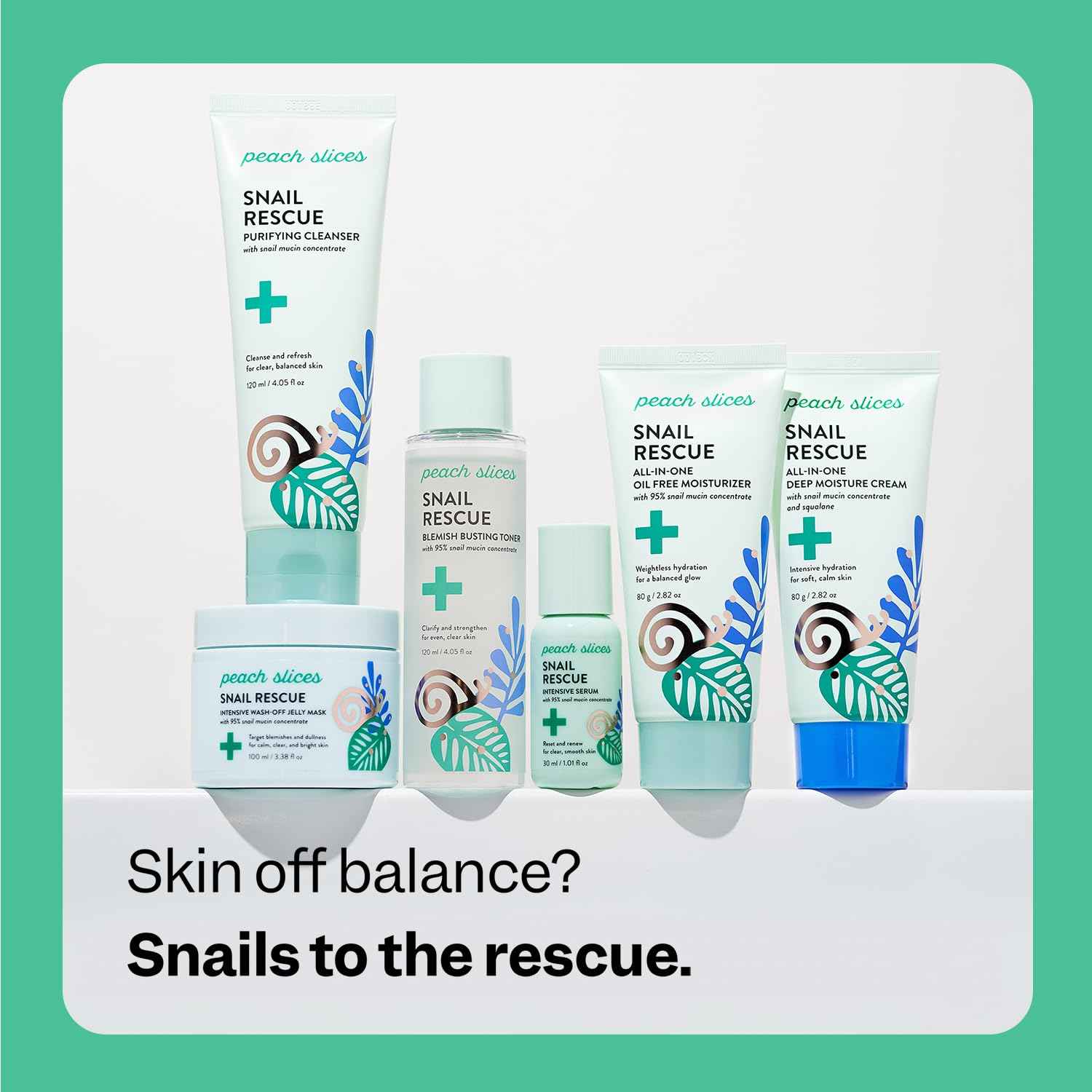 Peach Slices - Snail Rescue Intensive Serum (1.01 oz) - 95% Snail Mucin Concentrate - Reset, Renew & Smooth - Birch Juice, Hyaluronic Acid & Cica - Vegan & Cruelty Free - Korean Skin Care & Beauty