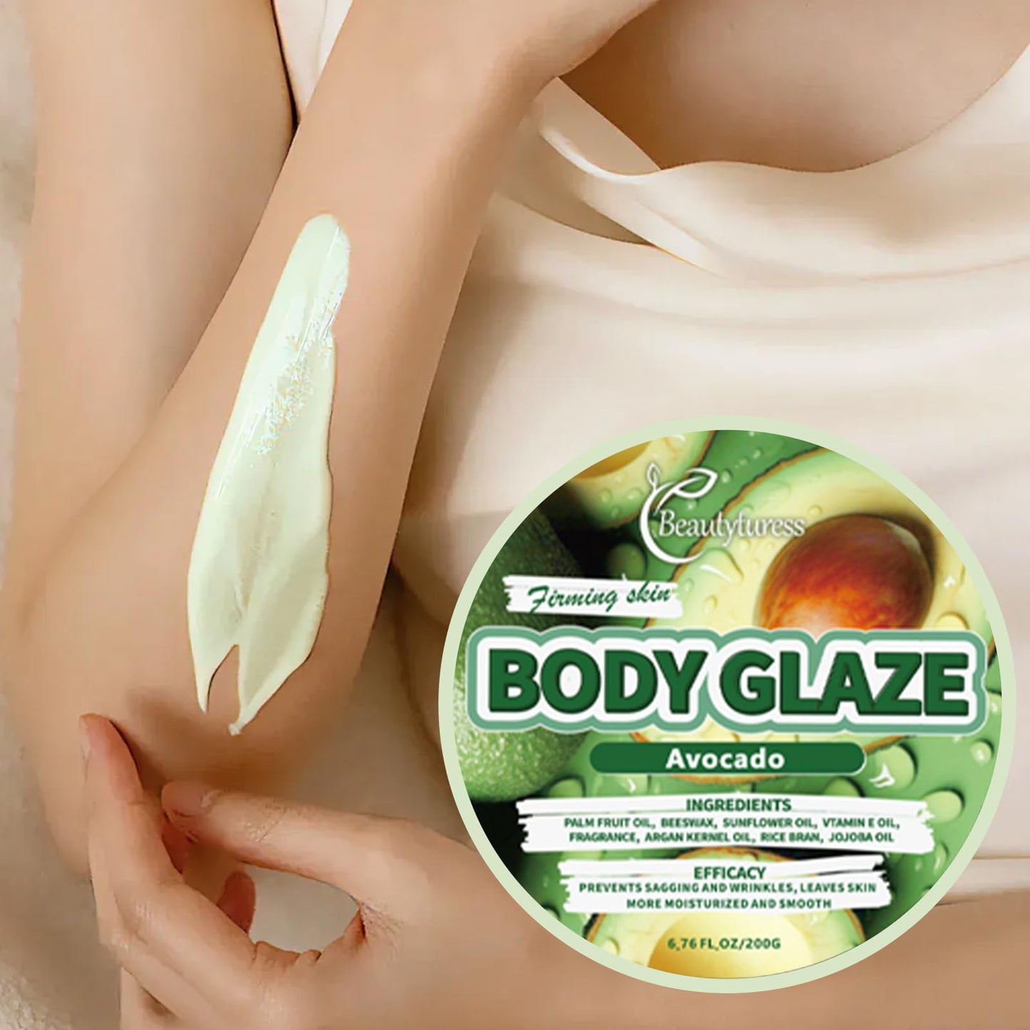 BEAUTYTURESS Avocado Body Butter – Deep Moisturizing Body Cream with Shea Butter & Vitamin E, Hydrates & Softens Dry Skin, High Mourishing, for All Skin Types