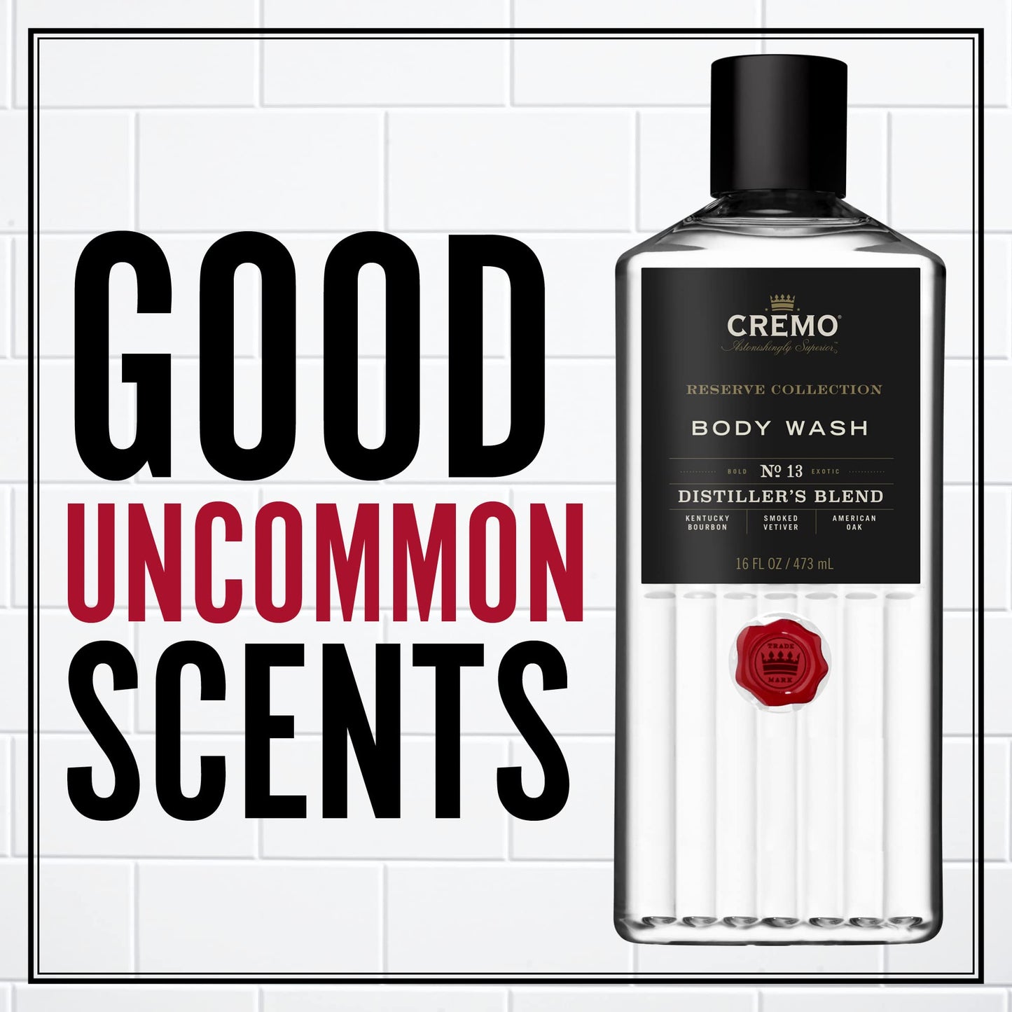 Cremo Rich-Lathering Distiller’s Blend (Reserve Collection) Body Wash, An Elevated Blend with Notes of Kentucky Bourbon, Smoked Vetiver and American Oak, 16 Fl Oz (Pack of 2)
