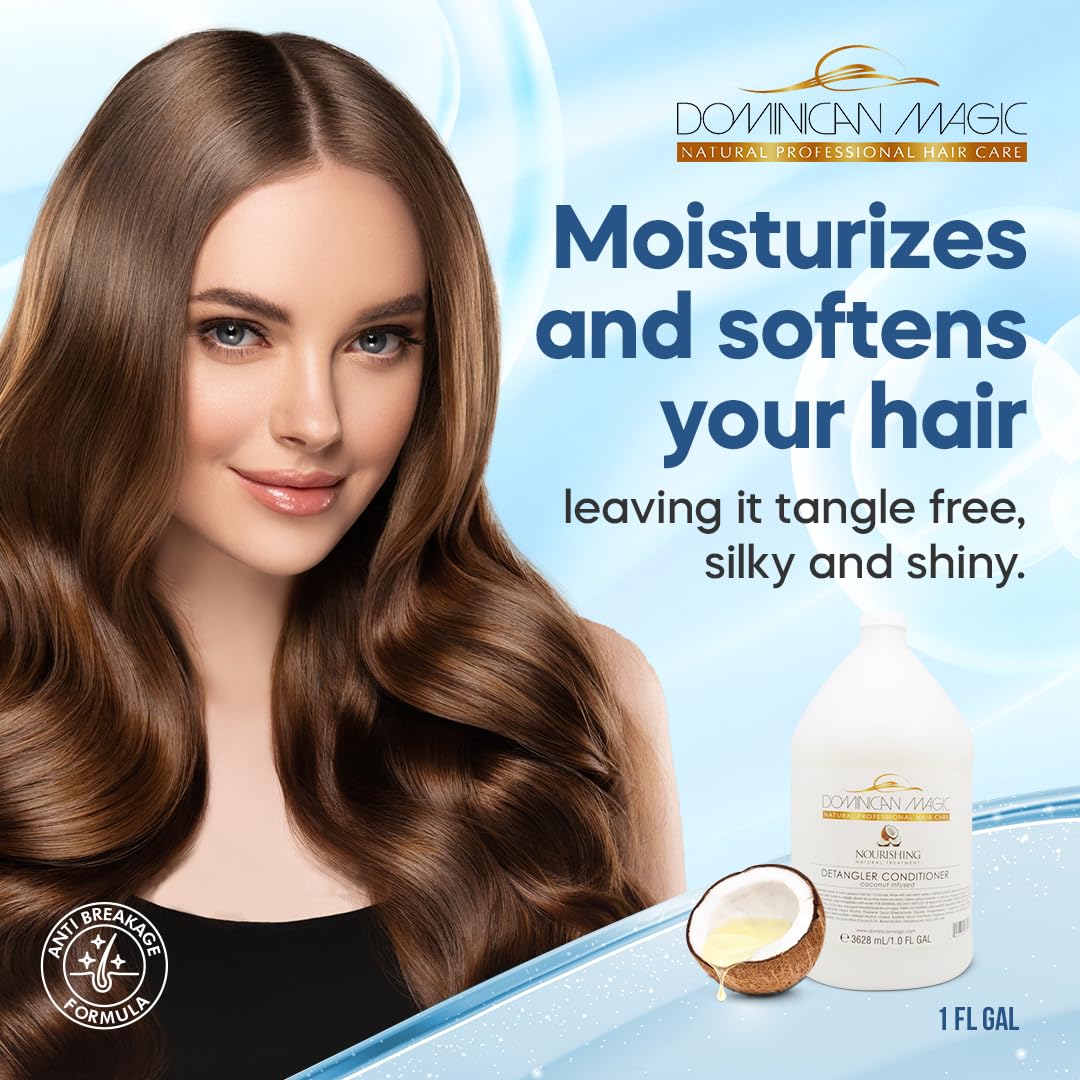 Coconut Detangler Conditioner Gallon - Salon-Grade Hair Conditioner for Dry Hair- Coconut Conditioner with Natural Ingredients to Hydrate & Nourish- Hydrating Conditioner for Silky, Shiny Hair- 128 Oz
