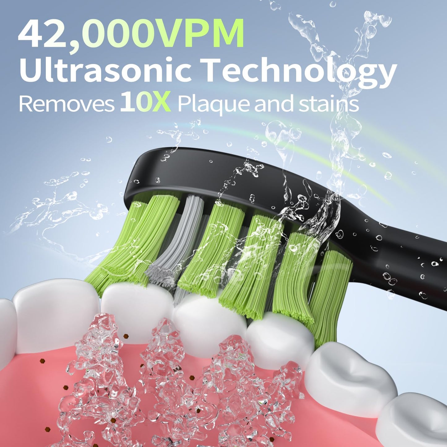 OasiSmile Electric Toothbrush for Adults: 42000 VPM Deep Cleaning for Sensitive Teeth, Rechargeable Sonic Toothbrush with 5 Modes, 6 Brush Heads & Smart 2-Min Timer, 100-Day Battery for Home Travel