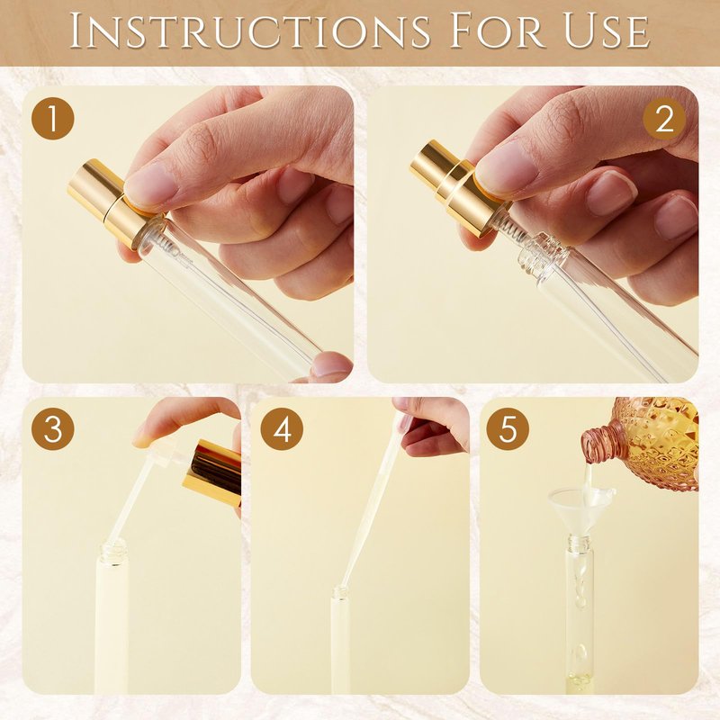 Domensi 60 Pcs 10ml Mini Perfume Bottle Fine Mist Atomizer Glass Refillable Bottles Decants Bulk for Perfumes Travel Glass Container with Atomizer Pump Kit for Toiletries Fragrance Liquid (Clear)