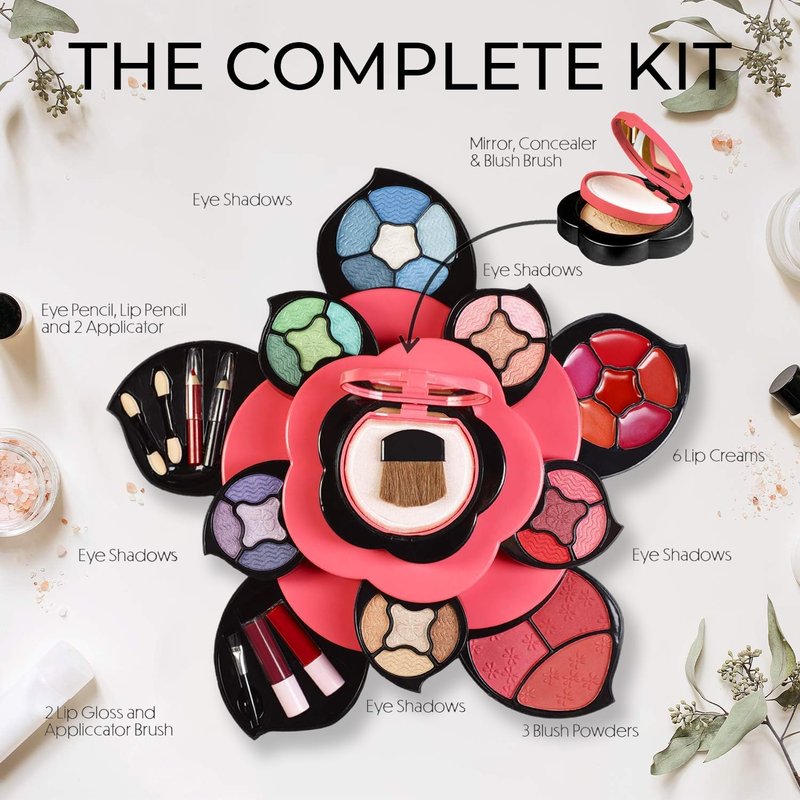 Makeup Kit for Teens - Flower Palette Gift Set | 3-Tier Petals, Variety Shades, Perfect for Beginners