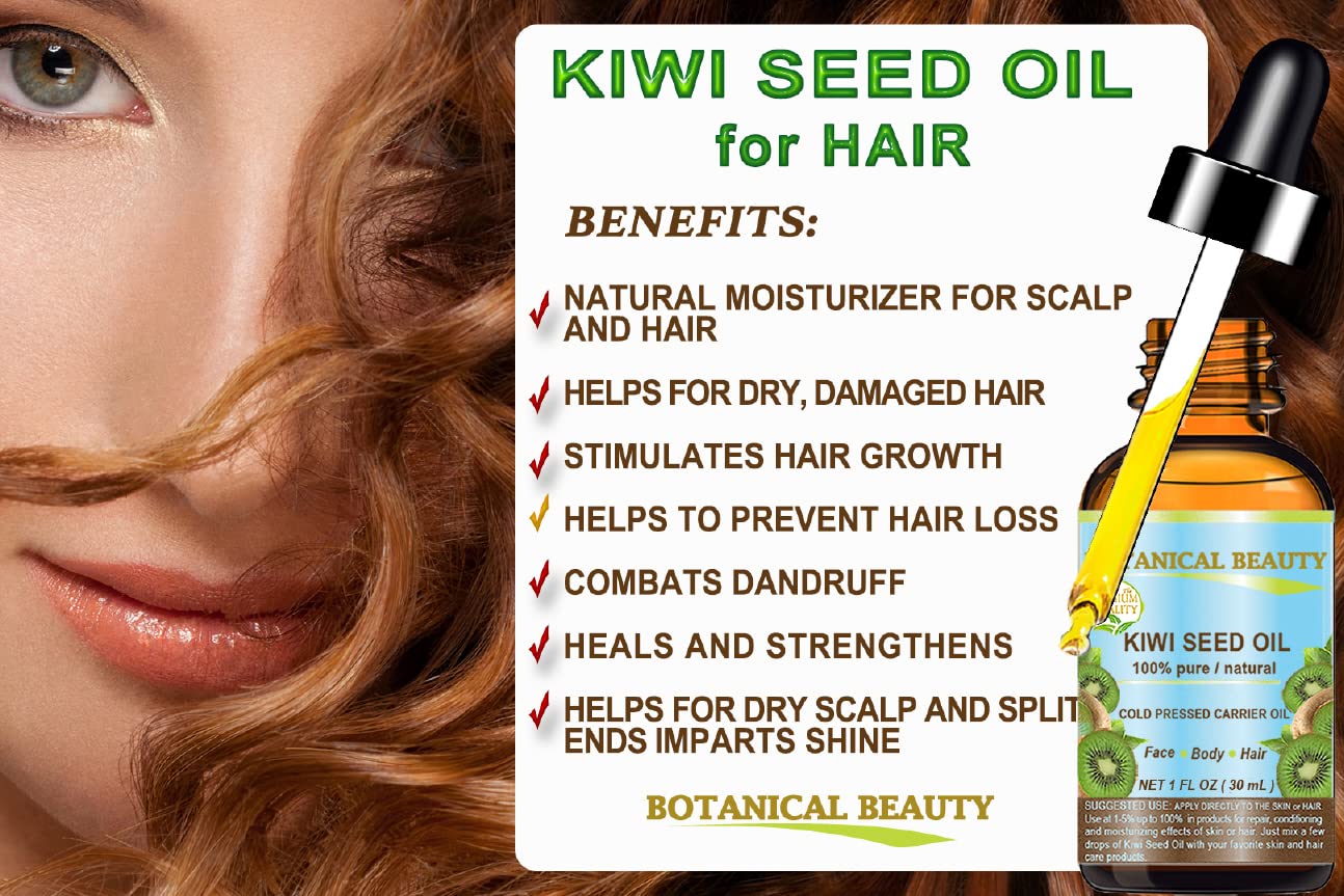 Kiwi Seed Oil - 100% Pure Natural Cold Pressed Carrier Oil for Face, Skin, Hair & Nails | 2 Fl Oz