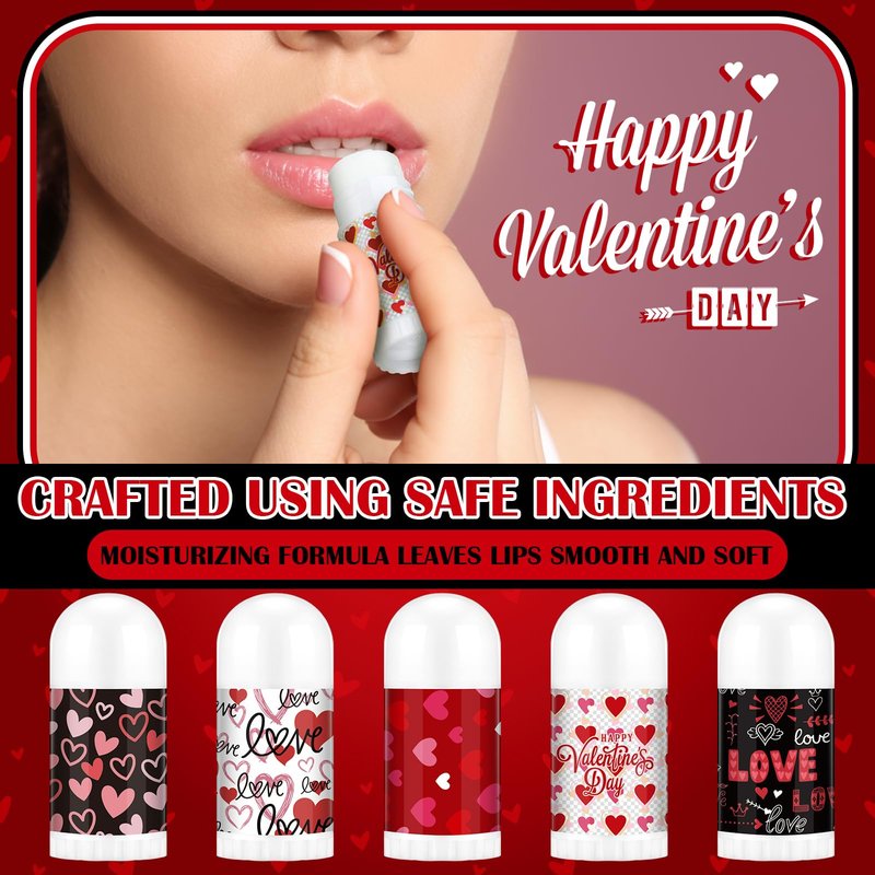 Swiffen 50 Pack Valentine's Lip Balms Gifts Bulk for Women Galentine's Day Party Supplies Basket Stuffers Heart Moisturizing Lip Balm Gifts for Her Teachers Staff Coworkers (Classic)