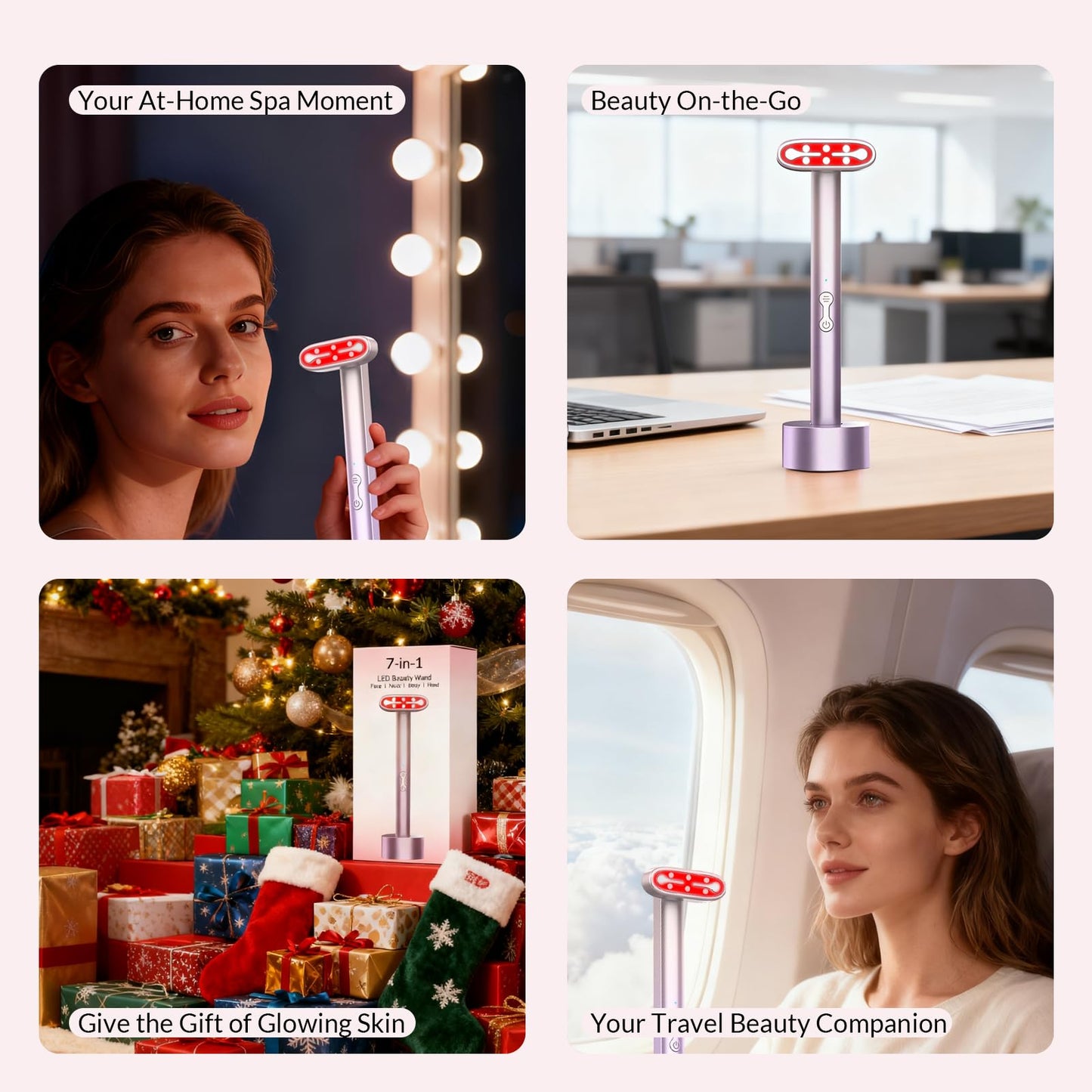 Red-Light-Therapy-for-Face, 7 in 1 LED Light Therapy Eye Equipment for Skin Care at Home, Red Light Therapy Face Massager Eye Beauty Skincare Rejuvenation Tool for Anti-Aging, Wrinkles & Glowing Skin