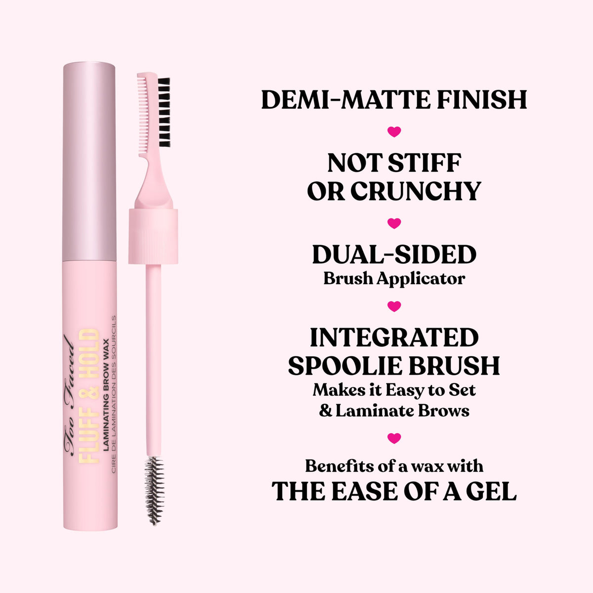 Too Faced Fluff & Hold Laminating Brow Wax | Volumizing, Vegan + Cruelty Free, 0.32 Ounce