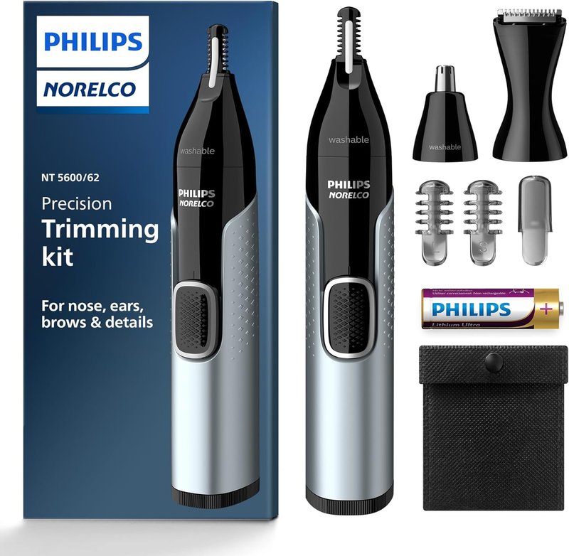 Philips Nose Trimmer 5000 - Precision Trimming Kit for Nose, Ears & Eyebrows | Model NT5600/62