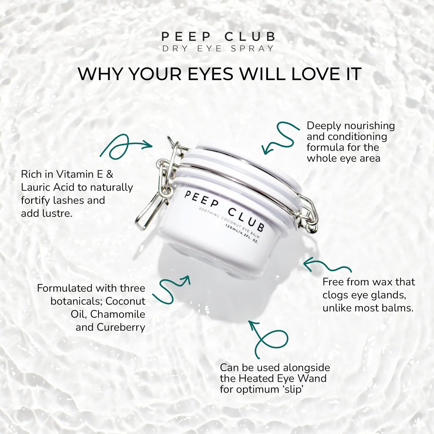 Peep Club Soothing Coconut Eye Balm – Optometrist Formulated, Tea Tree Oil Free, Eye Makeup Remover, Nourishing Eye Cream, Sensitive Skin, Coconut Oil, Chamomile, Cureberry, Strengthens Lashes, 1.4oz