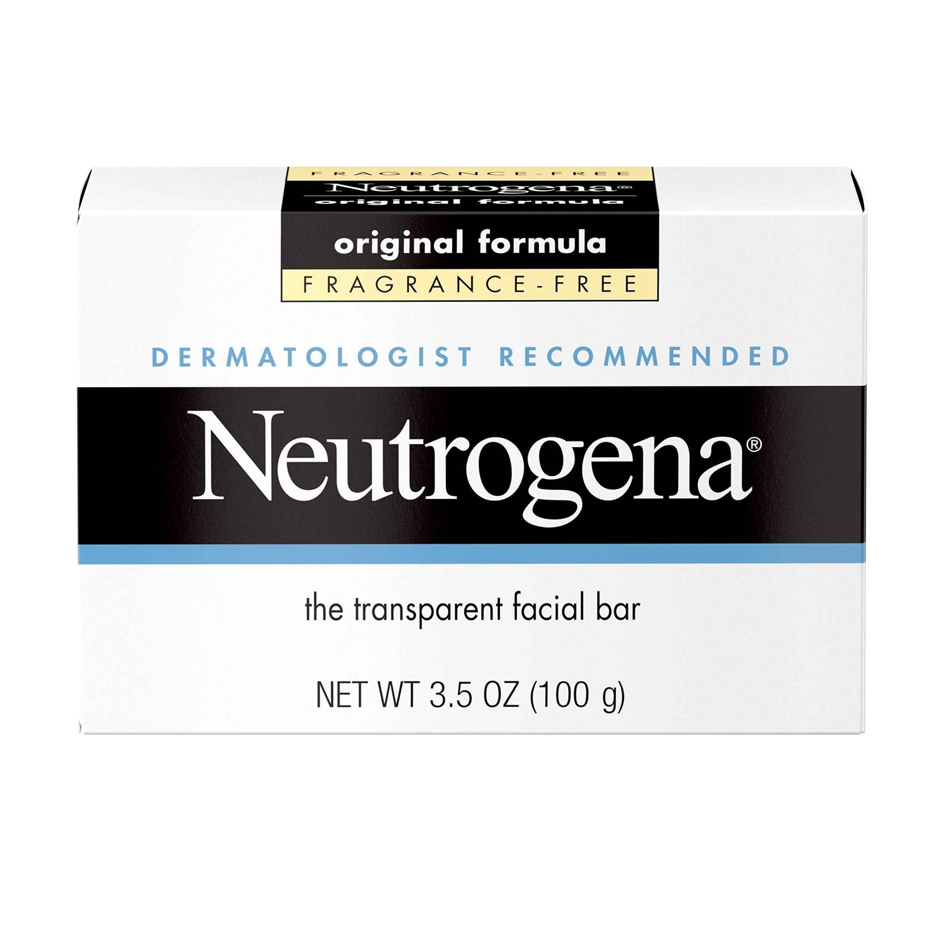 Neutrogena Original Amber Bar Fragrance-Free Facial Cleansing Bar with Glycerin, Pure & Transparent Gentle Face Wash Bar Soap, Free of Harsh Detergents, & Dyes, Hypoallergenic, 3.5 Oz (Pack of 3)