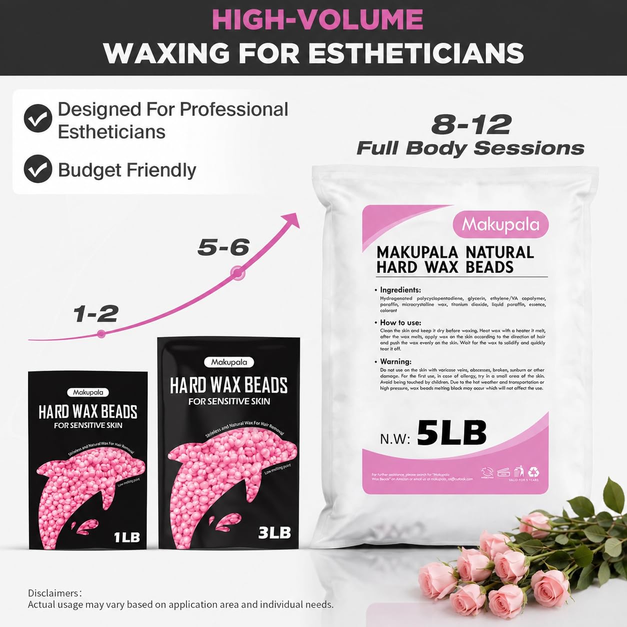 32 oz Hard Wax Beads, 2lb Waxing Beads for Full-Body Hair Removal, Brazilian & Bikini, Legs Underarms Face at Home & Professional Salon Refill Bulk Rosin-Free Natural Wax Bean for Sensitive Skin