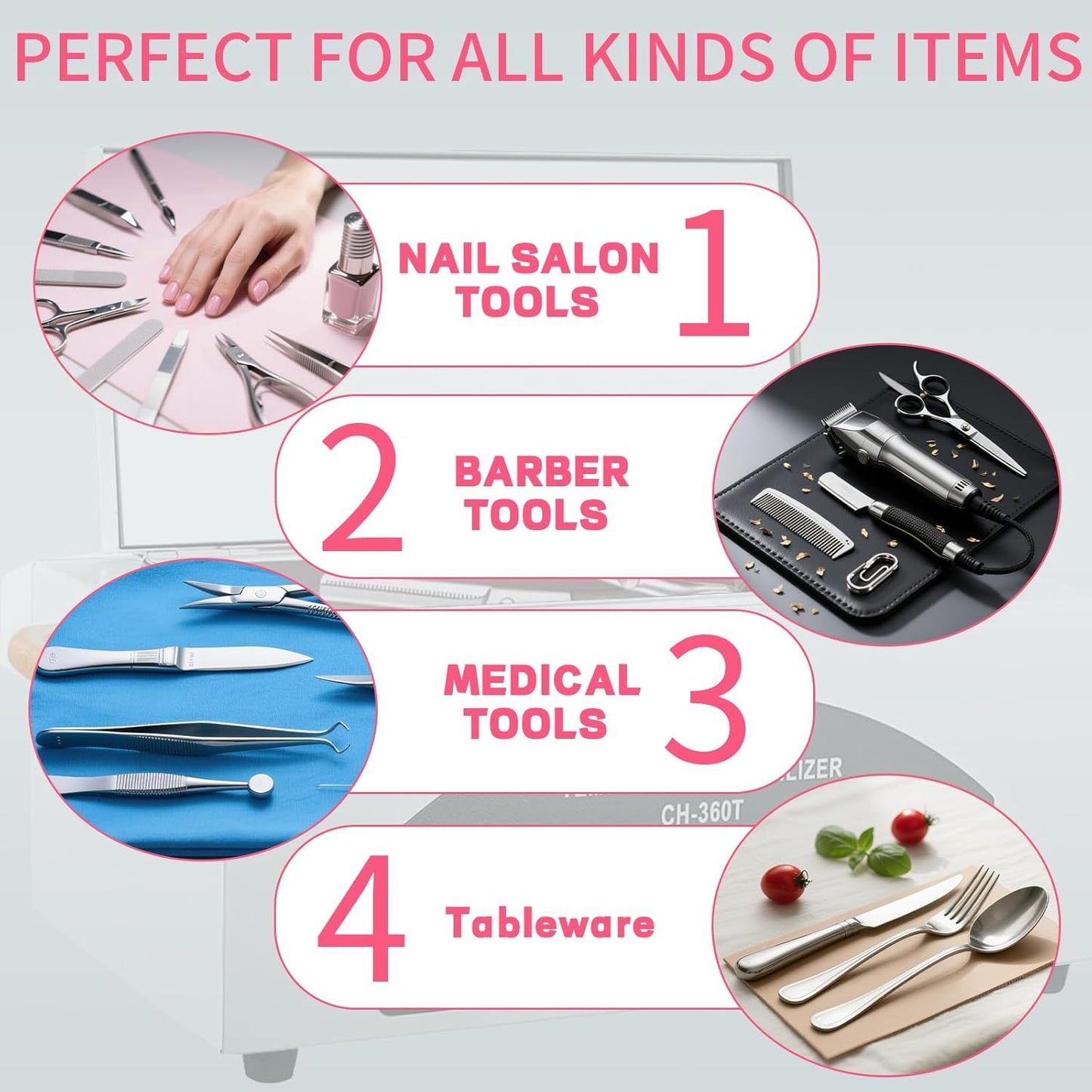 High Temperature Autoclave Sterilizer Machine - 1.5L 110V 300W with Timer for Nail & Beauty Tools
