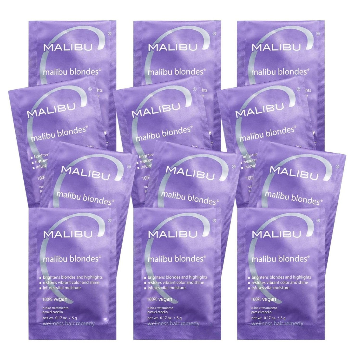 Malibu C Blondes Wellness Remedy - Removes Discoloration from Bleached, Highlighted or Natural Blonde Hair + Restores Vibrance and Shine with Vitamin C Complex (12 Packets)